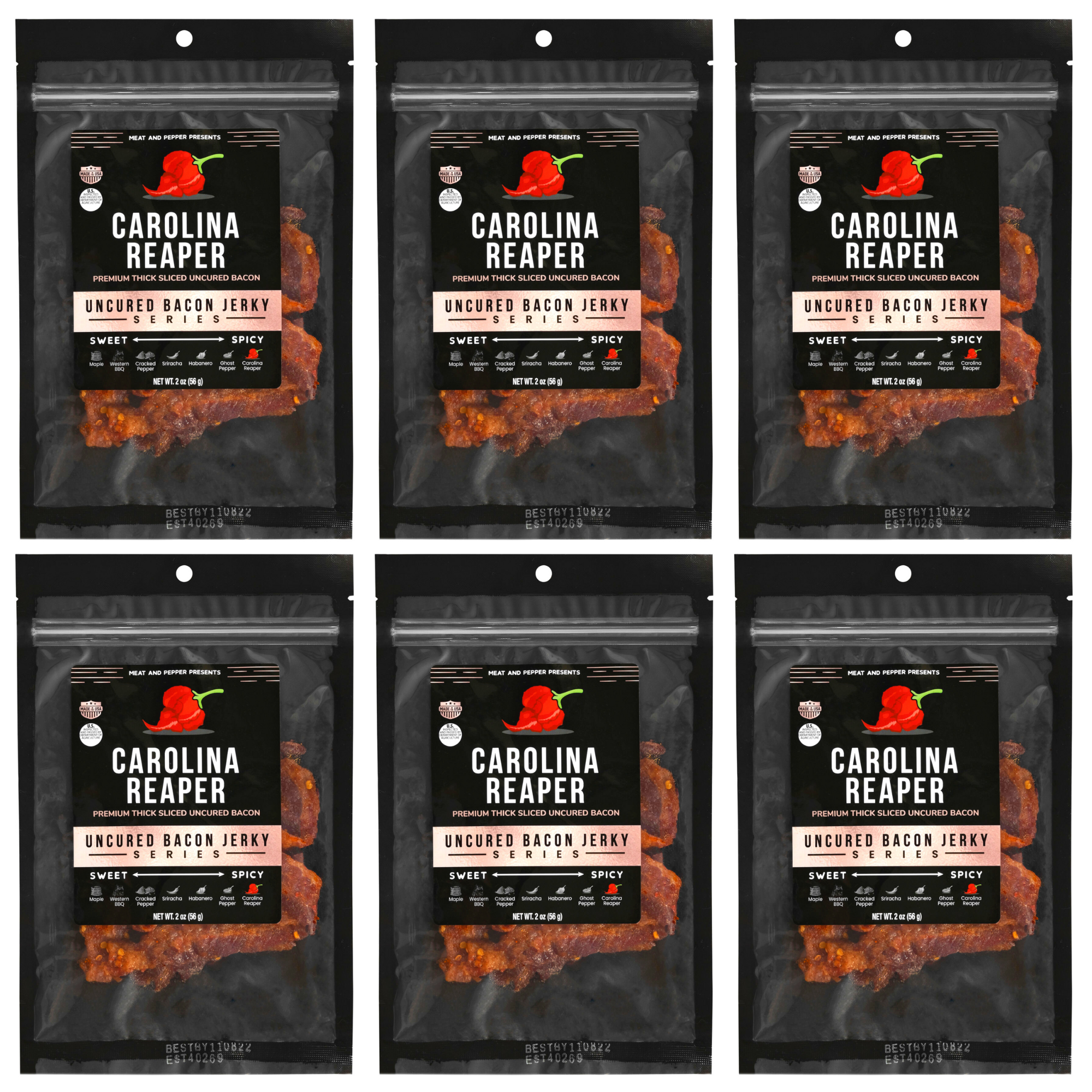 Carolina Reaper Bacon Jerky - 2oz