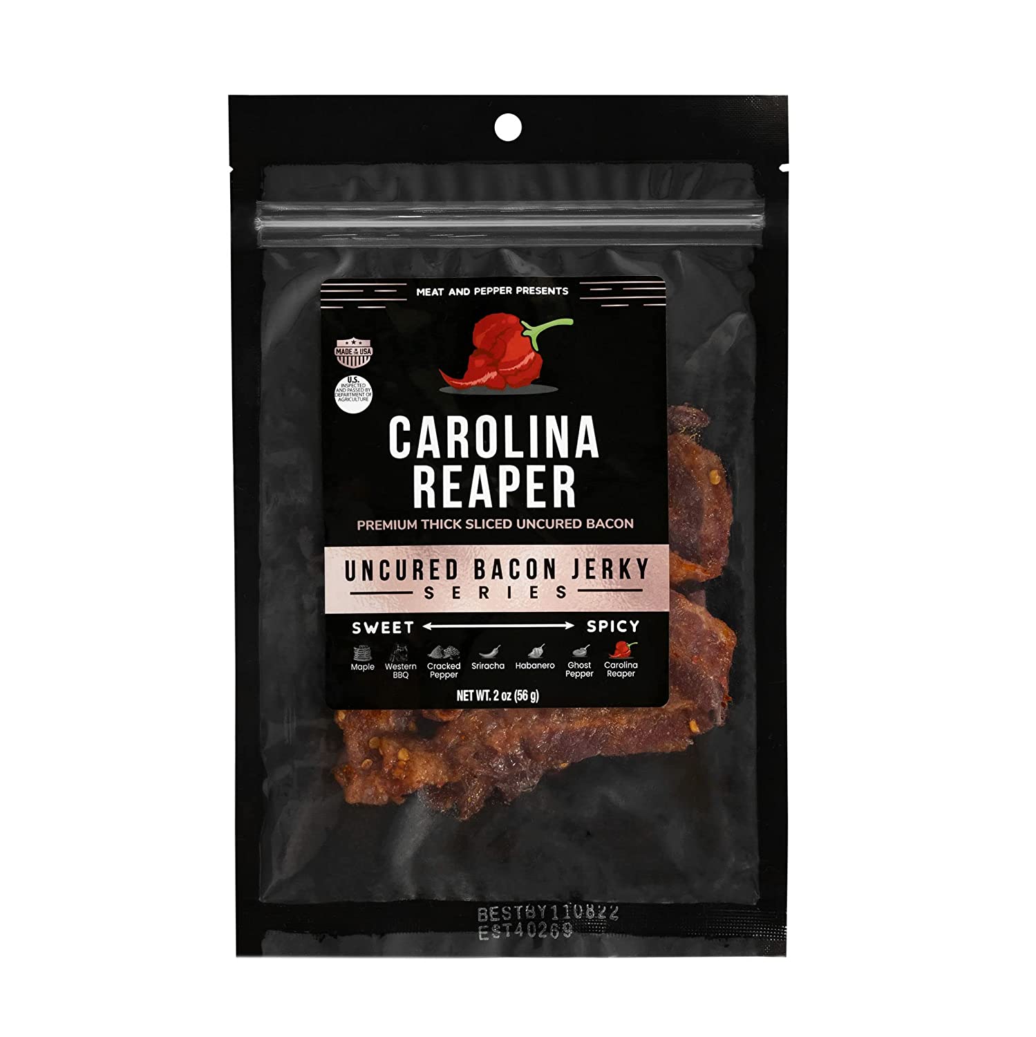 Carolina Reaper Bacon Jerky - 2oz